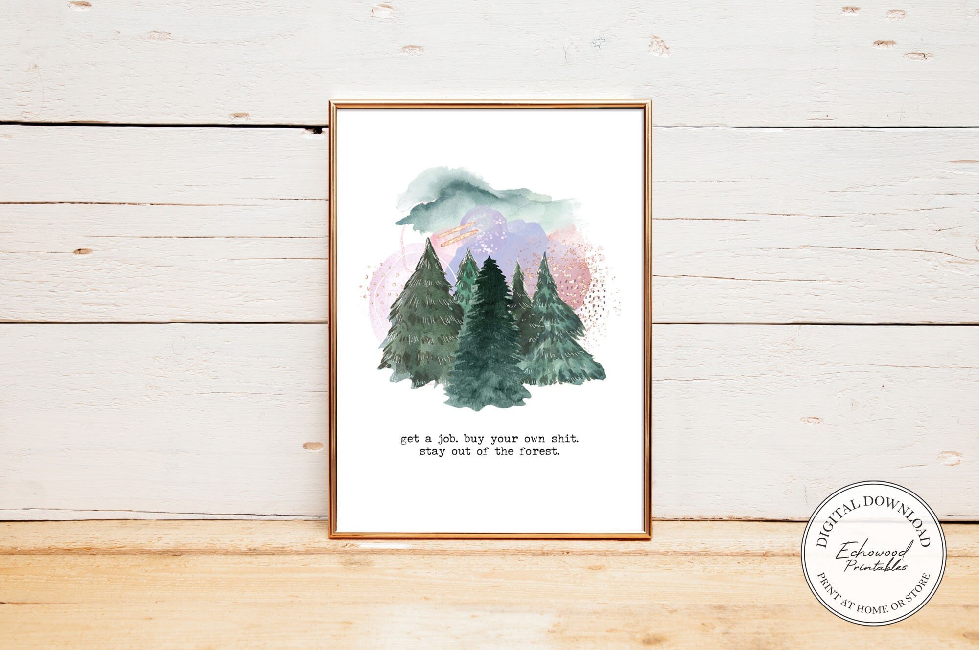 Stay Out Of The Forest My Favorite Murder Print For True Crime Gifts For Women, Watercolor Tree Print For Landscape Wall Art, Scenery Prints