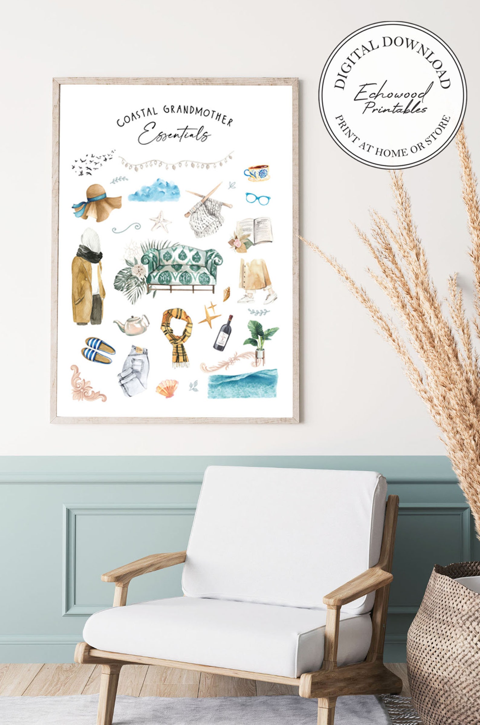 Coastal Grandmother Art Print for Beachy Wall Decor Coastal - Etsy