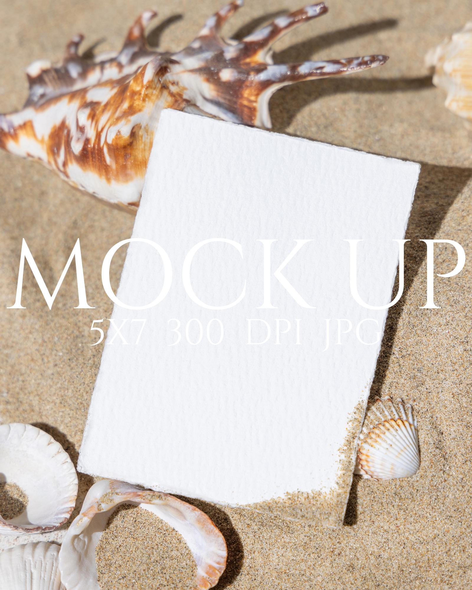 Coastal 5x7 Card Mockup, Boho Seashell Mockup, Real Photo, Summer ...