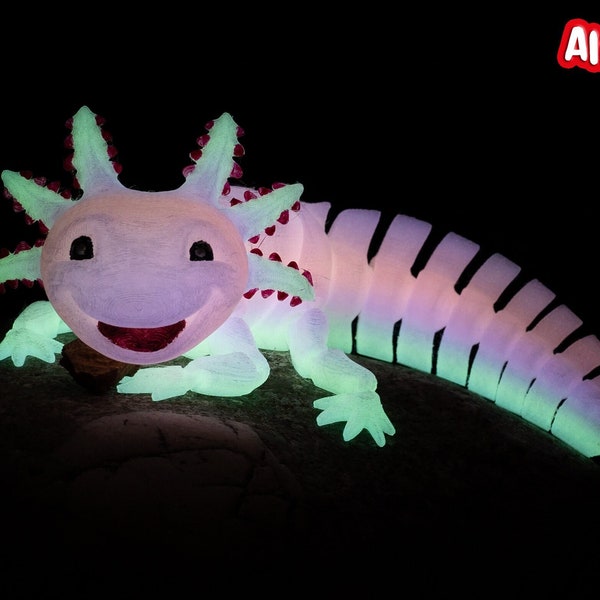 Regenbogen Glow in the Dark Axolotl Spielzeug, glühendes Axolotl Zappeltier