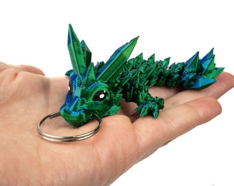 Crystal Dragon Sleutelhanger, Tadling Gelede Dragon Keycharm Toy, Crystal Gem Dragon, Sensory Desk Toy