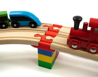 Adaptateurs Duplo pour voies ferrées doubles en bois, kit d&#39;extension pour construction de ponts compatibles avec Brio, Lillabo/IKEA, Thomas, Melissa & Dough