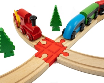 Adaptateur voie ferrée en bois vers Duplo - Paquet de 10 - France