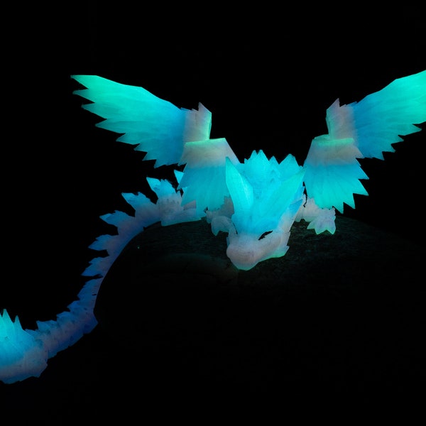 Rainbow Glow in the Dark Crystal Wing Dragon Toy, Glowing Crystal Wing Dragon fidget animal