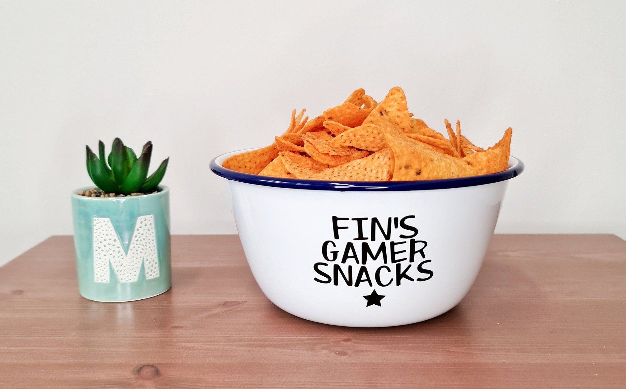 Personalised Snack Bowl gamer games snacks blue Small Bowl Etsy