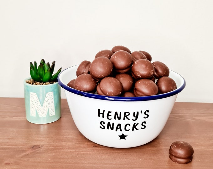 Personalised Snack Bowl Small Movie Night Game Night Named Snacks Enamel Gaming Film Party Novelty Gift Idea Fun Present Snacks Name Food