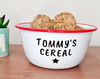 Personalised Cereal Bowl Large Breakfast Morning Named Snacks Enamel Gaming Film Party Night Novelty Gift Idea Fun Present Snacks Name Food