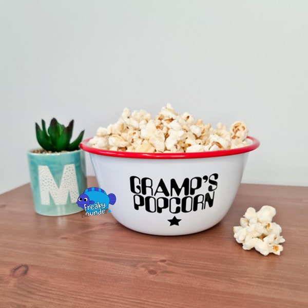 Personalised Snack Bowl POPCORN, RED or BLUE, Adult Bowl, Movie Nights, Kids Gift, Kitchen Ware, Present, Childs gift 12 x 6.5 cm  400ml