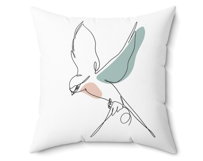 Line Art Bird Spun Polyester Square Pillow