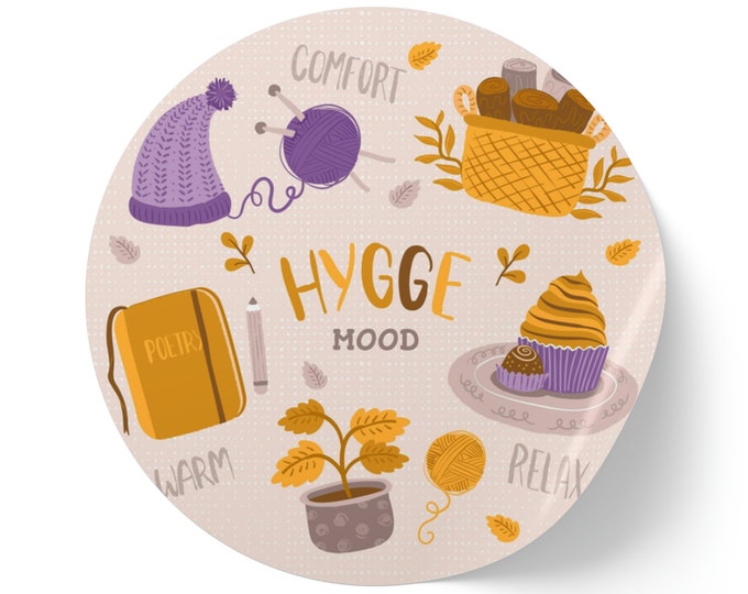 Hygge Mood Round Sticker Label Rolls
