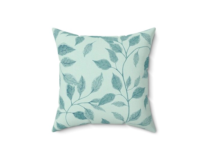 Blue Leafy Vine Spun Polyester Square Pillow