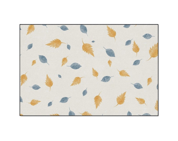 Blue and Gold Leaves Heavy Duty Floor Mat