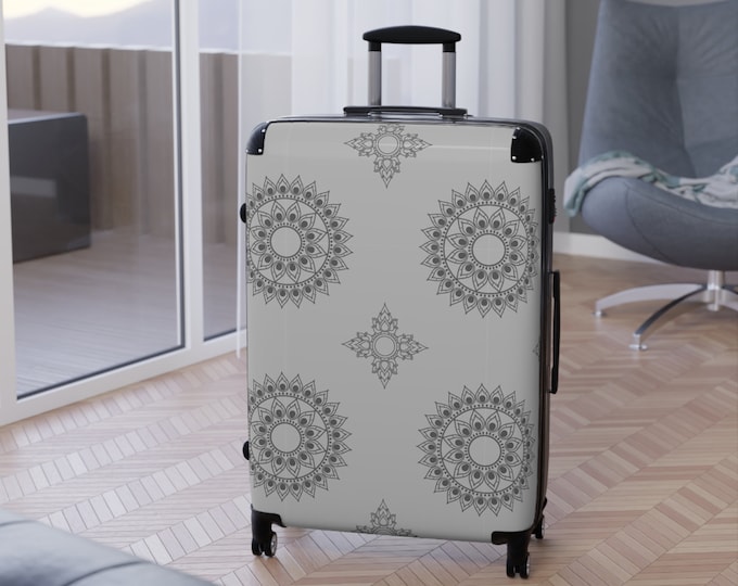 Grey Mandala Medallion Suitcase