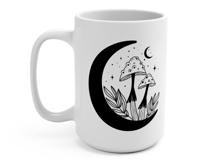 Moon Mushrooms Mug 15oz Pattern A