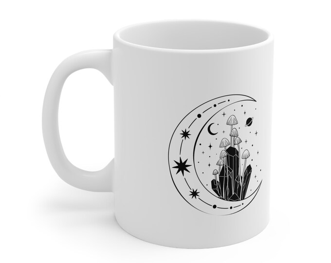 Moon Mushrooms Ceramic Mug 11oz Pattern E