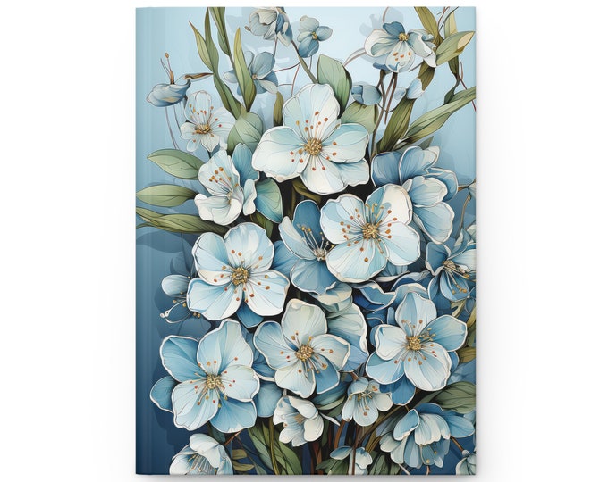 Blue Floral Hardcover Journal Matte