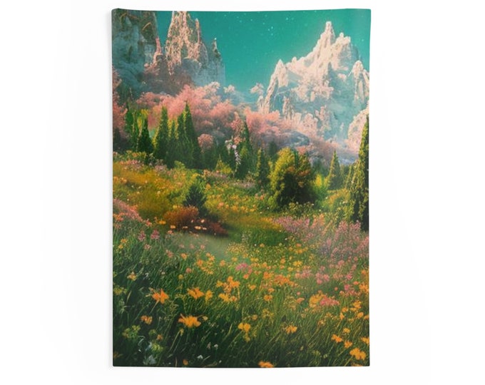 Fantasy Mountain Meadow Indoor Wall Tapestries