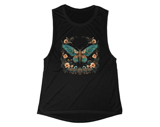 Dark Botanicals Moth Women's Flowy Scoop Muscle Tank