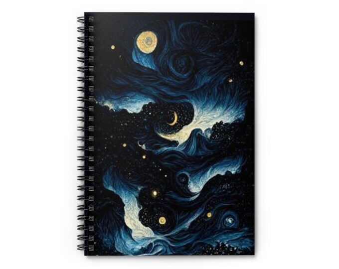 Night Sky Seascape Spiral Notebook - Ruled Line