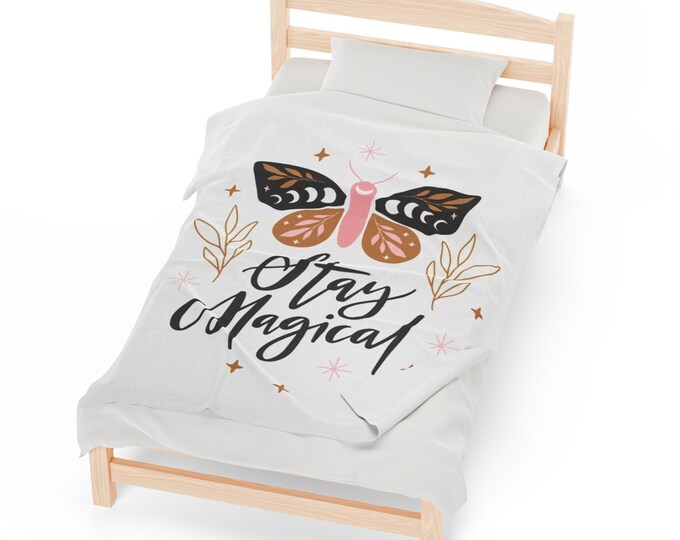 Stay Magical Celestial Butterfly Velveteen Plush Blanket