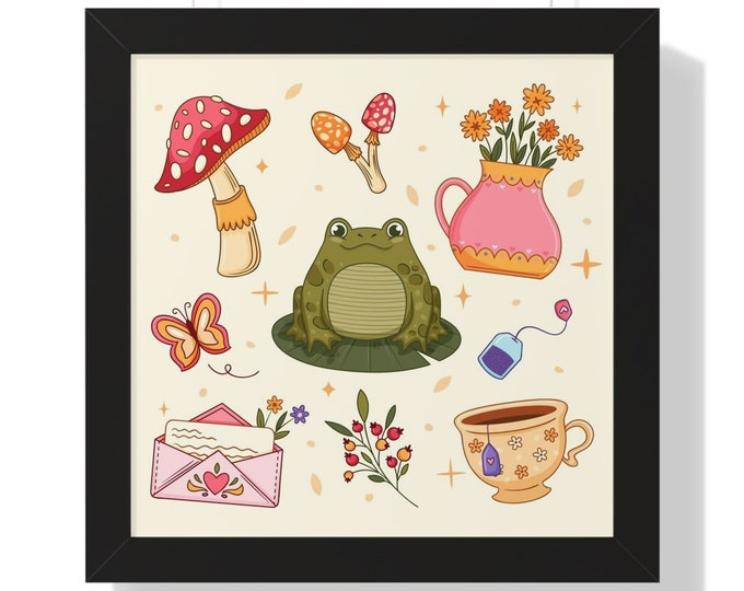 Cute Cottagecore Aesthetic Print Framed Horizontal Poster
