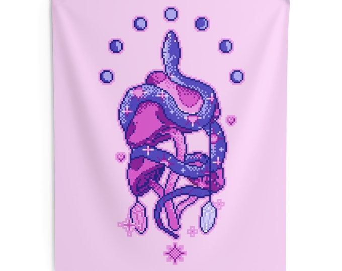 Arcade Pixel Witchy Snake Indoor Wall Tapestries