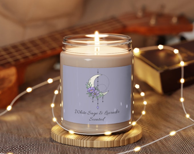 White Sage & Lavender Scented Soy Candle, 9oz