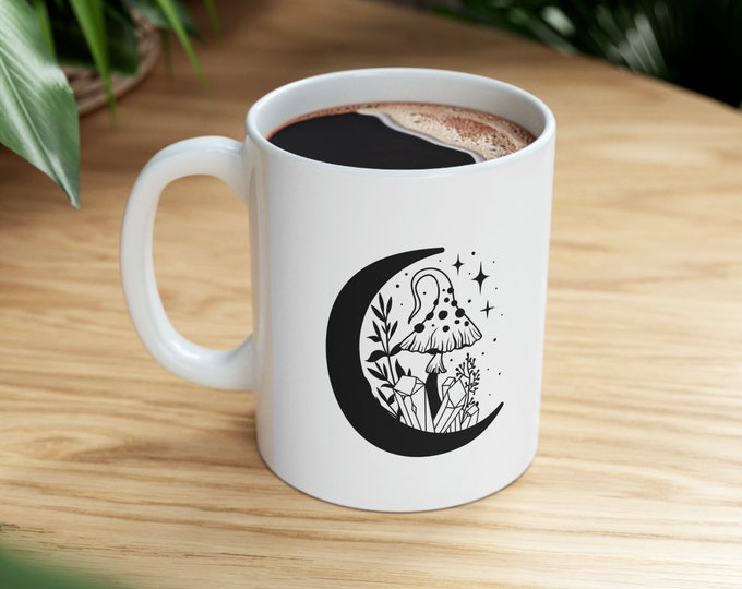 Moon Mushrooms Ceramic Mug 11oz Pattern C