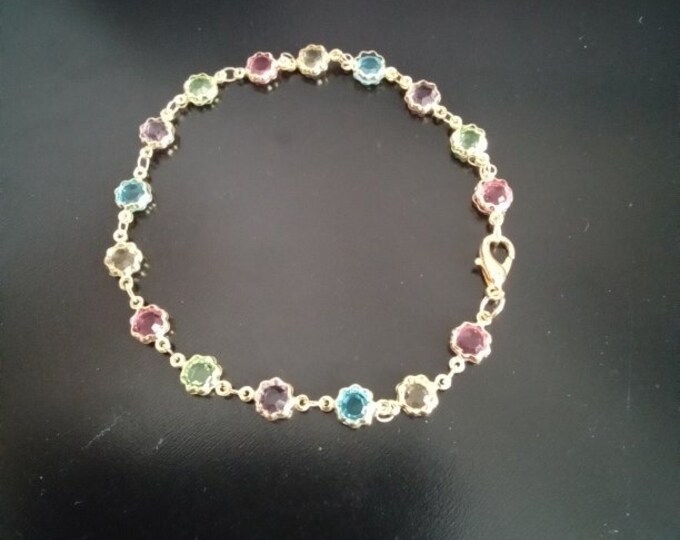 Gold Plated Rainbow Glass Bracelet