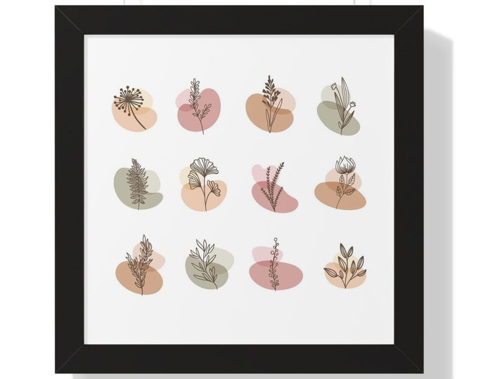 Boho Flowers Abstract Framed Horizontal Poster