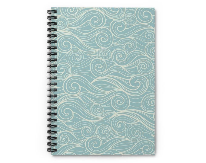 Japanese Waves Pattern Spiral Notebook - Ruled Line