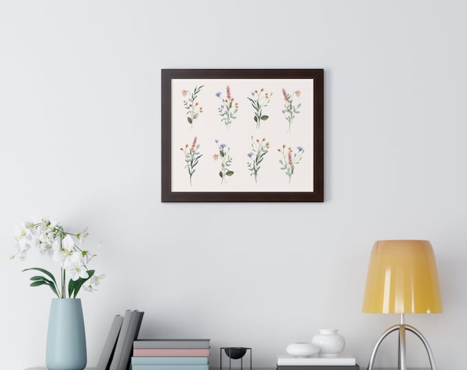 Watercolor Wildflower Bouquet Framed Horizontal Poster