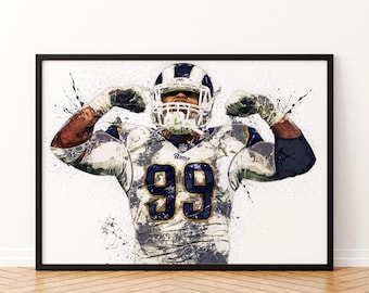 Aaron Donald Power Defense Football Canvas Strength Dominance Intensity Iconic Wall Art Print