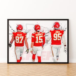 Chris Jones, Patrick Mahomes, Travis Kelce, Football Players, Canvas Print, Poster Pint, Wall Art, Wall Decor