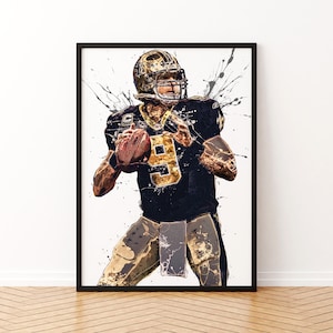 Drew Brees Legendary Quarterback Canvas Poster Art Print Football Motivation Wall Decor