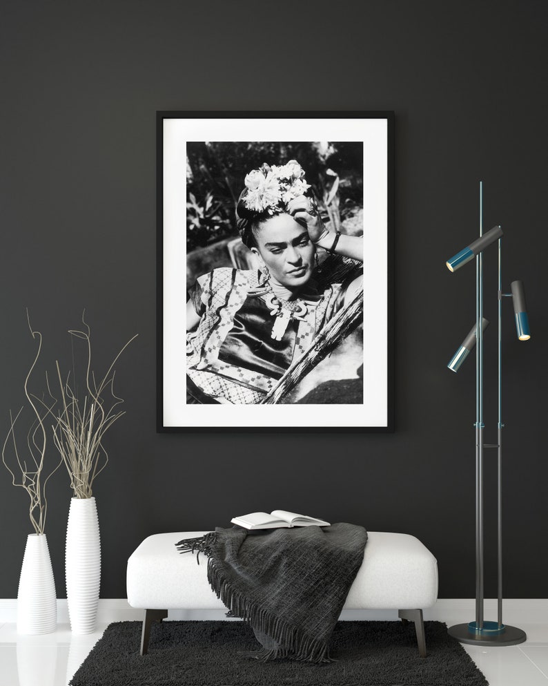 Vintage Frida Kahlo Print, Rare Frida Kahlo Print, Mexican Artist, Black and White Print ...