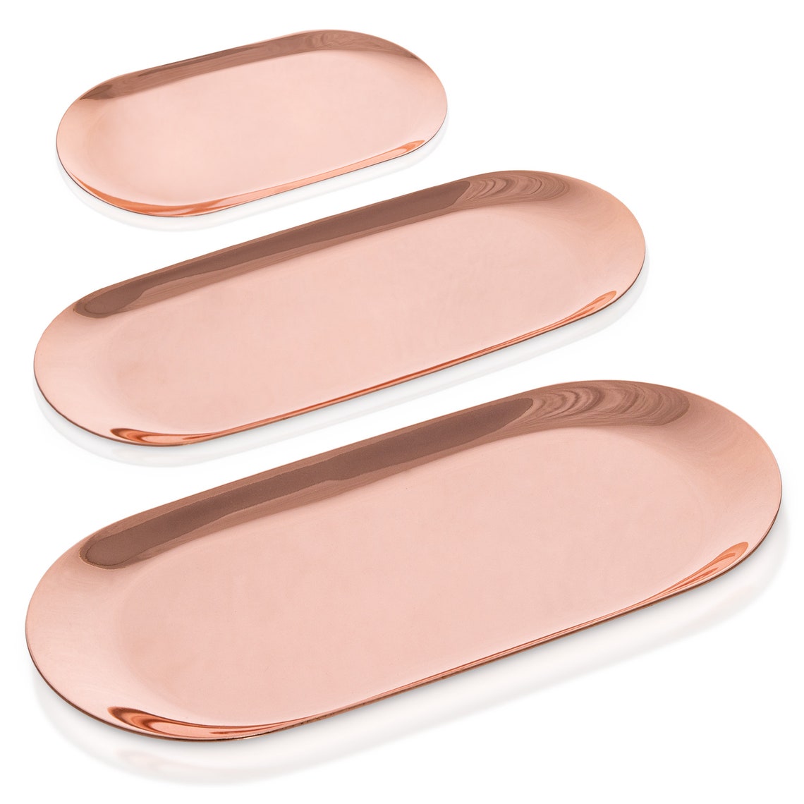 Set of 3 Rose Gold Stainless Steel Jewelry Organizer Tray Etsy