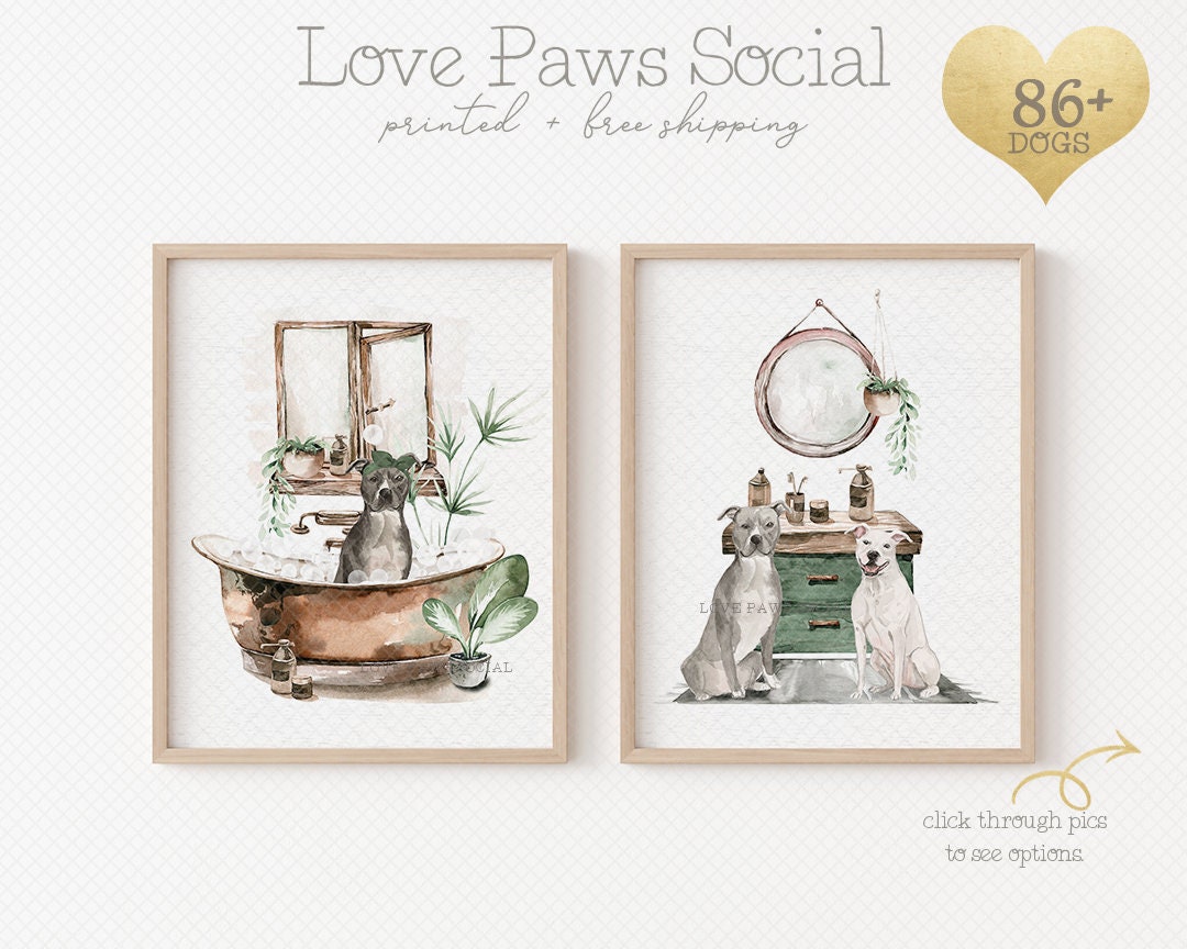 DOG BATHROOM PRINTS Rustic Bathroom Art Modern Bathroom Etsy