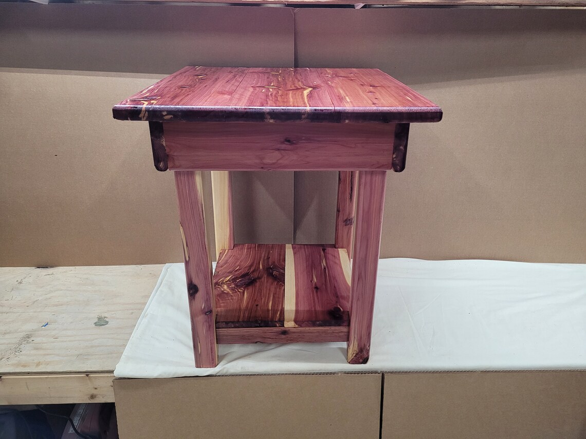 Red cedar end table Etsy