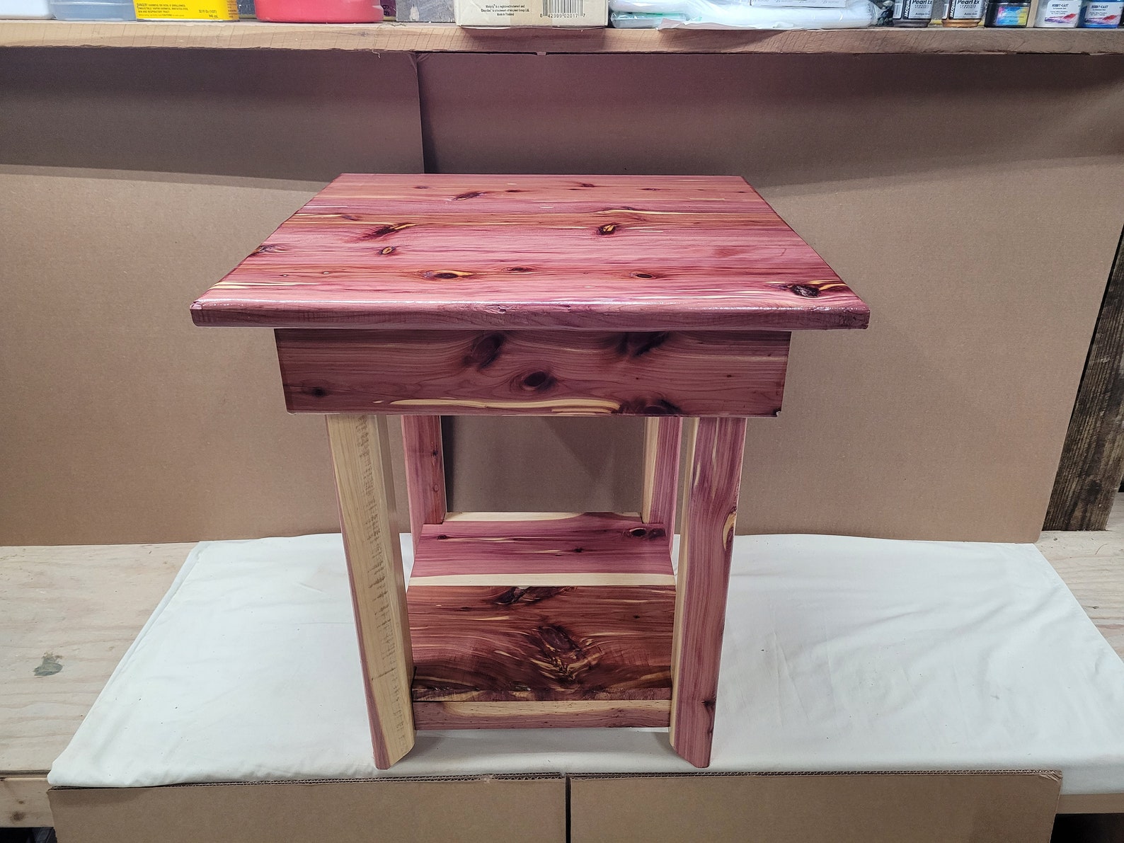 Red cedar end table Etsy
