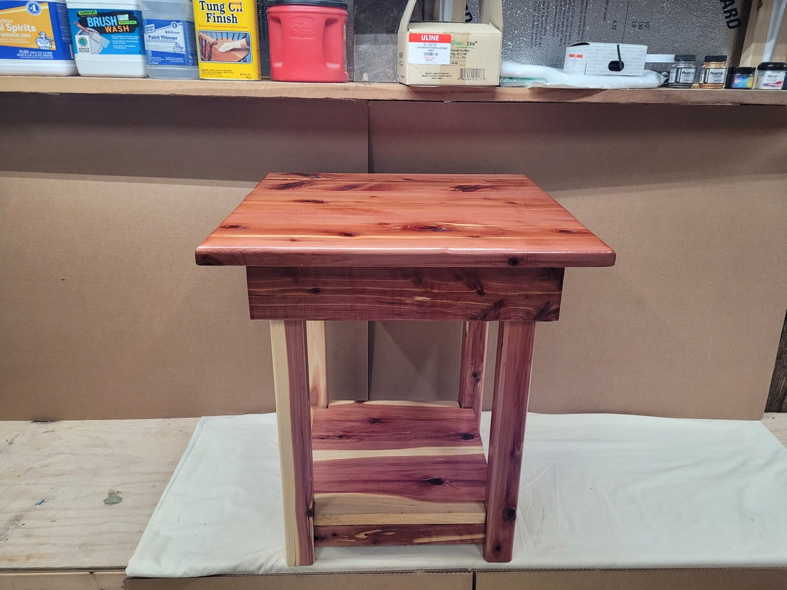 Red cedar end table Etsy