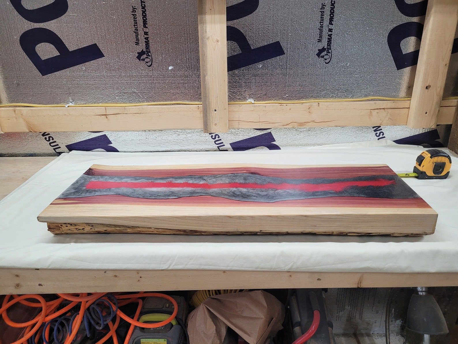 Red cedar epoxy resin mantle board project board end Etsy