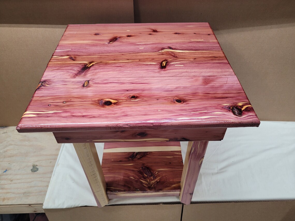 Red cedar end table Etsy