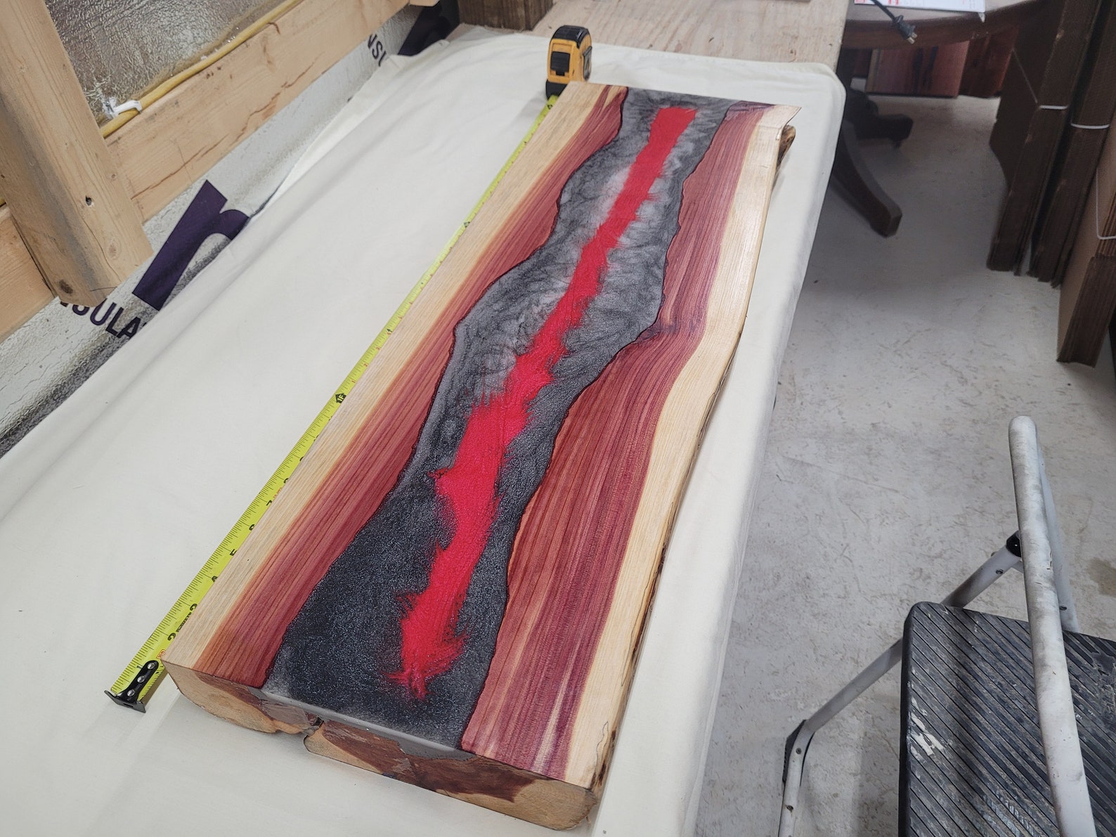 Red cedar epoxy resin mantle board project board end Etsy