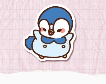Adesivo Piplup | Adesivo fofo de vinil à prova d'água para laptop e garrafa de água