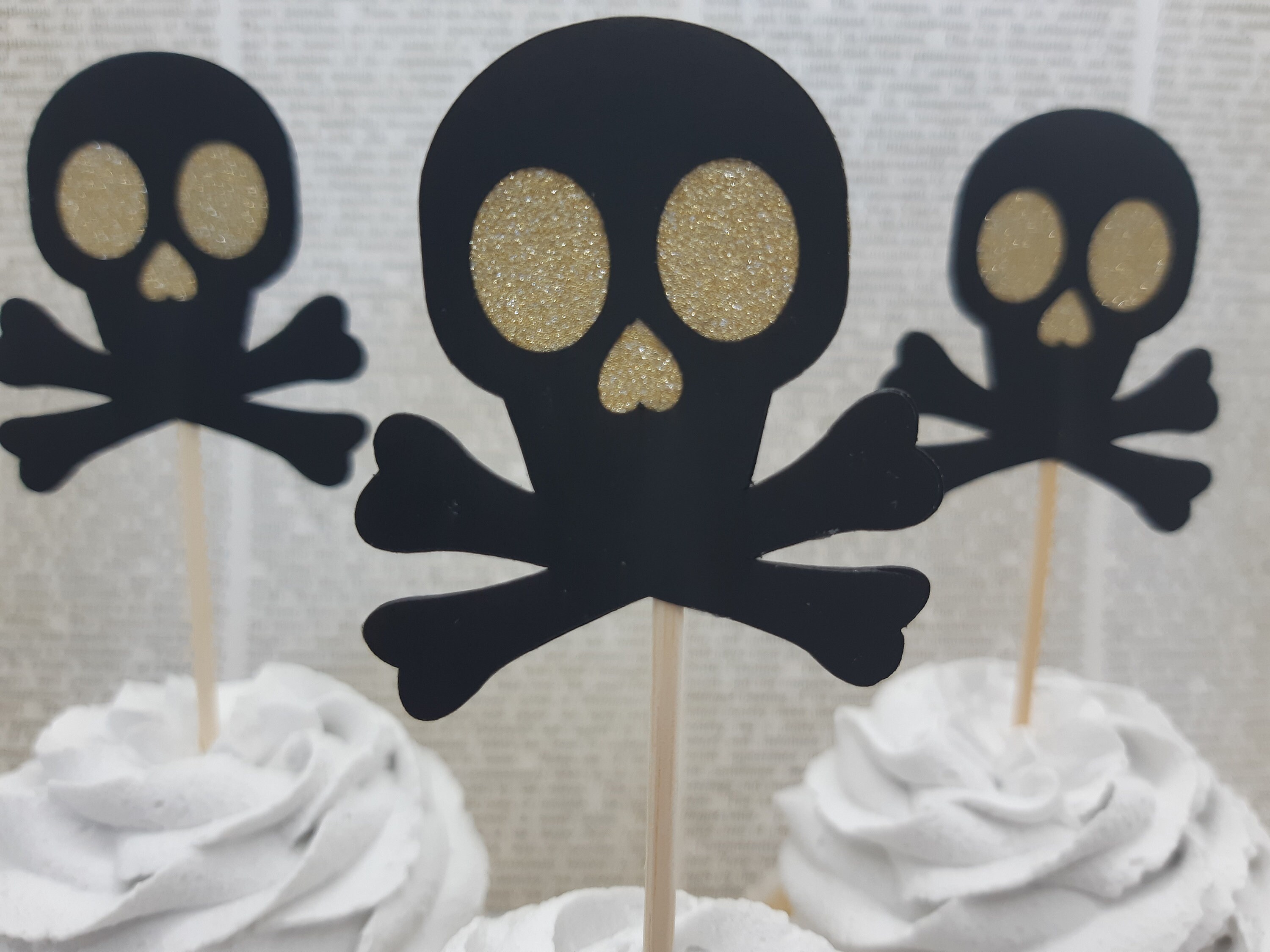 Skulls Cupcake Toppers Halloween Decorations Halloween Etsy UK