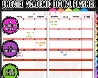 DIGITAL TEACHER PLANNER - Undated - Academic Planner