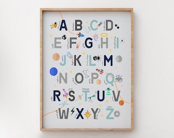 Space ABC Poster: Kids Room Decor (Digital Download)