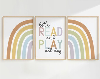 Neutral Rainbow Wall Art Printable Set: Kids Room Decor (Digital Download)