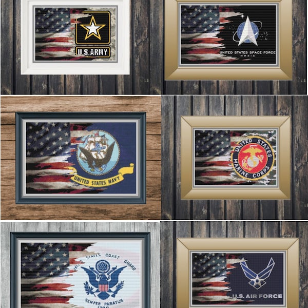 Kruissteek Amerikaanse vlag/militaire mix